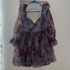 ASOS Floral Mini Dress with Ruffled Sleeves